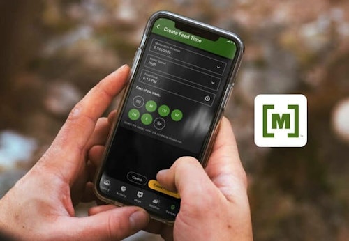 Inside the Moultrie Mobile app, feed times can be scheduled, battery life and feed levels monitored, and you can receive alerts.