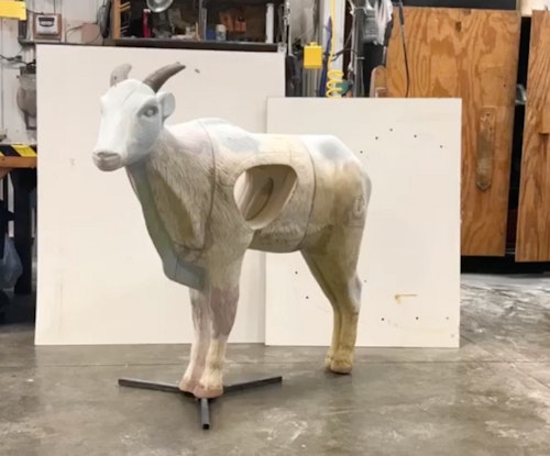 This screen-shot from a recent Facebook video shows a prototype Pro Series Aoudad 3-D target in the development stage.