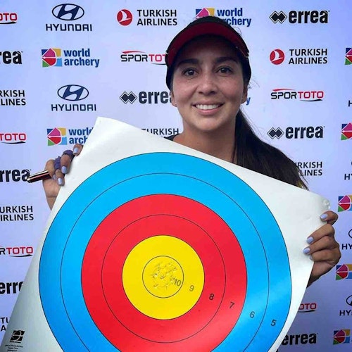 Sara Lopez with her perfect 150-12X target.