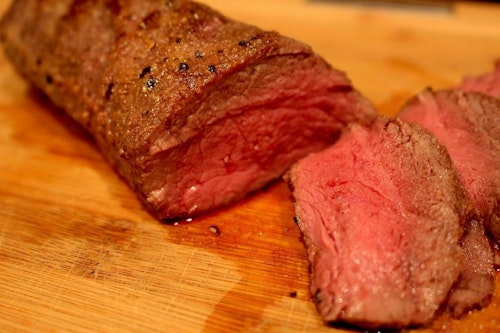 Need a quick and easy idea for backstrap or tenderloin in the freezer? Check this out.  Take a tablespoon of Hi Mountain Venison Rub and mix it with 2 tablespoons of olive oil. Then, baste a piece of venison backstrap with the mixture. In a skillet, add 2 tablespoons of butter and olive oil. Once the butter melts and starts to sizzle, place the venison in the skillet and sear the meat for 1 minute, then turn it over. Next, put the skillet in the oven and cook the venison until it hits 130 degrees internal temperature. Place the venison on a cutting board to rest 15 minutes before slicing and serving. So good . . .