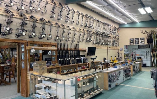 Some of the many bows offered at Grand Valley Sporting Goods in Allendale, Michigan. 