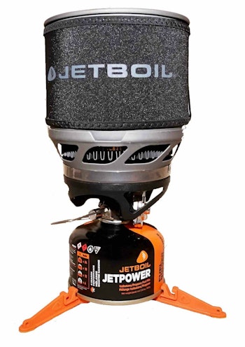 The Jetboil MiniMo cooking system has a regulated burner for properly cooking a wide variety of foods. And just as important for backcountry hunts, you can cook and eat out of the same cup.